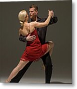 Man And Woman Dancing Tango Metal Print