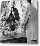Man Checking Himself Out In Mirror Metal Print