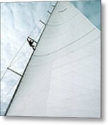 Man Descending Side Of Yachts Sail Metal Print