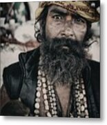 Man From Ghat With Monkey Metal Print