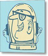 Man In Space Helmet Metal Poster