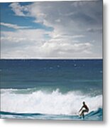 Man Surfing On Beach Metal Print