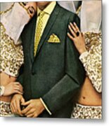Man Surrounded By Veiled Ladies Metal Poster
