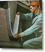 Man Working In Factory Metal Poster
