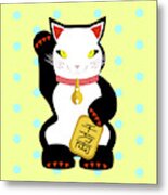 Maneki Neko Lucky Cat Metal Print