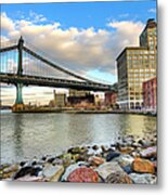 Manhattan Bridge During Sunset Metal Print