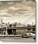 Manhattan Bridge, Nyc. Vintage Style Metal Print
