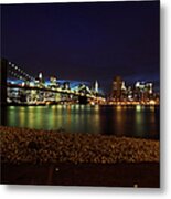 Manhattan Skyline At Night Metal Print