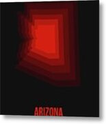 Map Of Arizona Red Metal Print