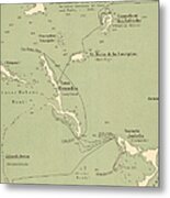 Map Of Columbus Route In Bahamas Metal Print