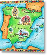 Map Of Spain Metal Print