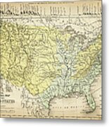 Map Of Usa 1867 Metal Print