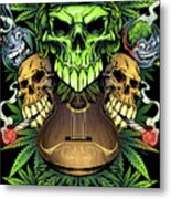 Marijuana Skulls Full Color Metal Print