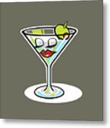 Martini Glass With Face Metal Poster