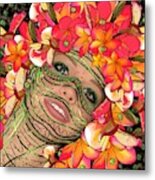 Mask Freckles And Flowers Metal Print
