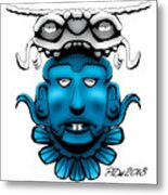 Mayan Blue Mask Metal Print