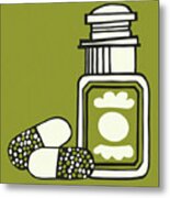 Medicine Bottle And Pills Metal Print