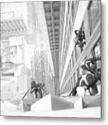 Men Washing Windows Of Empire State Metal Print