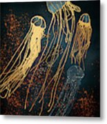 Metallic Jellyfish Metal Print