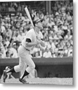 Mickey Mantle In Action Metal Print