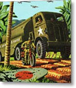 Military Vehicles In The Jungle Metal Print