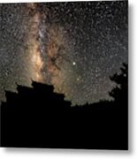 Milky Way Over The Dark Temple Metal Print