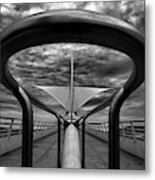 Milwaukee Art Museum By Santiago Calatrava - Framed By Walkway Railing Metal Print