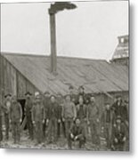 Miners Outside Mine Head With Candles In Hand Metal Print