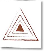 Minimal, Modern, Abstract Triangles - Geometric Mid-century Abstract - Terracotta Art - Brown Metal Print