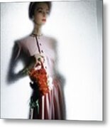 Model Behind Frosted Glass Metal Print