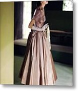 Model In A Vogue Patterns Gown Metal Print
