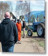 Monk And Tractor Metal Print