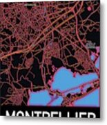 Montpellier City Map Metal Print