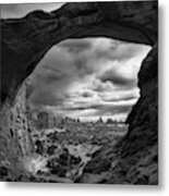 Moody Day At Double Arch Metal Print