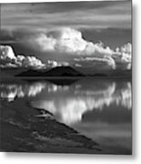 Moody Monochrome Skies Over Salar De Uyuni Bolivia Metal Print