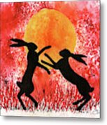 Moon Hares Metal Print