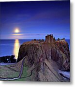 Moonrise Dunnottar Castle Aberdeenshire Metal Print