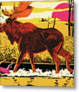 Moose In The Wilderness Metal Print