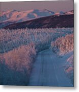 Morning Light Over Snow-covered Landscape At Dalton Highway, Yukon-koyukuk Census Area, Alaska, Usa Metal Print