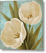 Morning Tulips On Blue Ii Metal Print