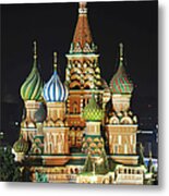 Moscow. St Basil  Catedral At Night Metal Print