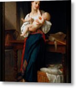 Mother And Child By William Adolphe Bouguereau Metal Print