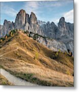 Mountain Landscape Of The Picturesque Dolomites At Passo Gardena Metal Print