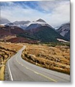 Mountain Landscape With Road And Cloudy Metal Print