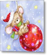 Mouse On Bauble Metal Print