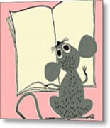 Mouse Reading A Book Metal Print