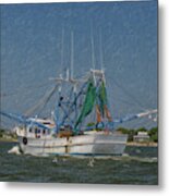 Mrs Judy Too Shrimp Boat Cruising By Sullivan's Island Sc Metal Print