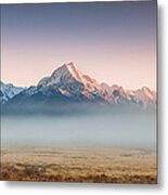 Mt Cook Emerging From Mist At Dawn, New Metal Print