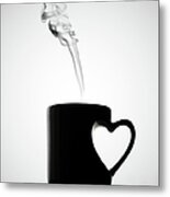 Mug Of Coffee With Handle Of Heart Shape Metal Print