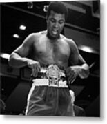 Muhammad Ali Admiring His Championship Metal Print